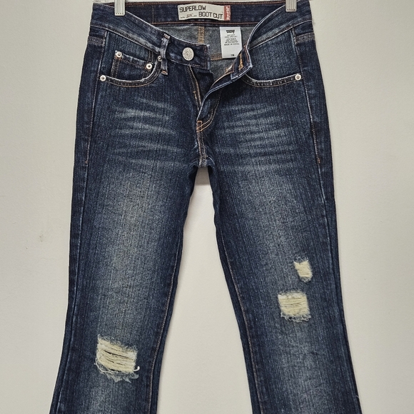 21 LEVI'S 518 DISTRESSED SUPERLOW BOOT CUT JEANS SIZE 1M - Picture 3 of 16